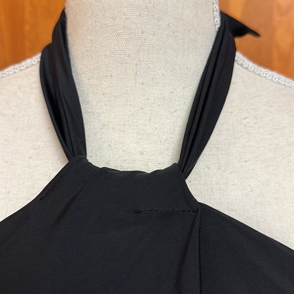 Black One Piece Swimsuit with Split Midline Batwing Flap Material 3XL - Picture 5 of 10